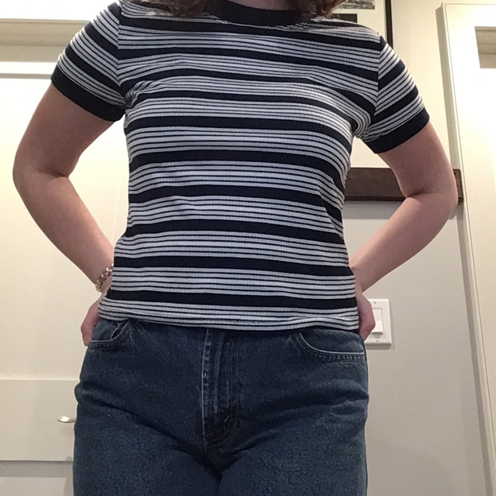 blue striped shirt